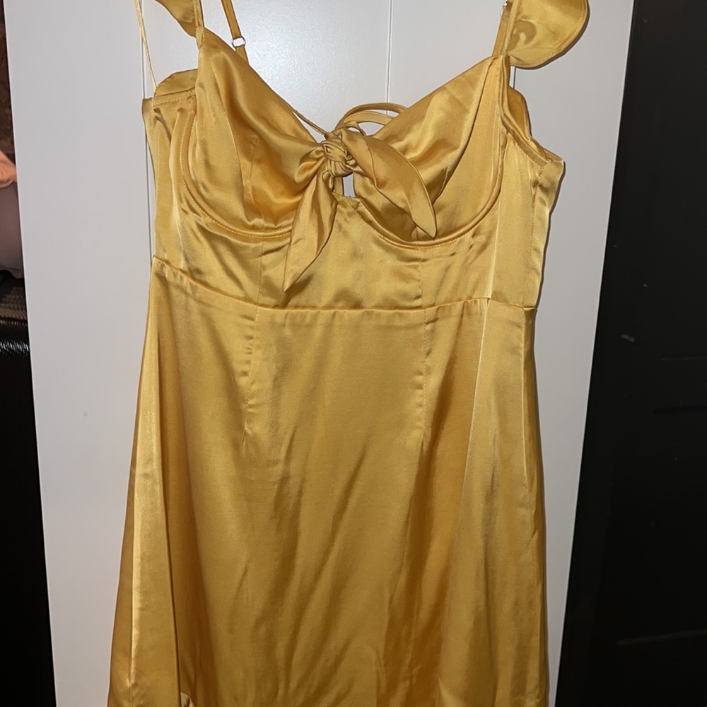 ASTR The Label Silky Yellow Cocktail Dress